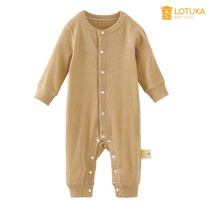 Áo Liền Quần Bé Gái, Bé Trai Sơ Sinh LOTUKA Chất Len Tăm, Bodysuit Có Mũ Cho Bé 3-12kg | BigBuy360 - bigbuy360.vn