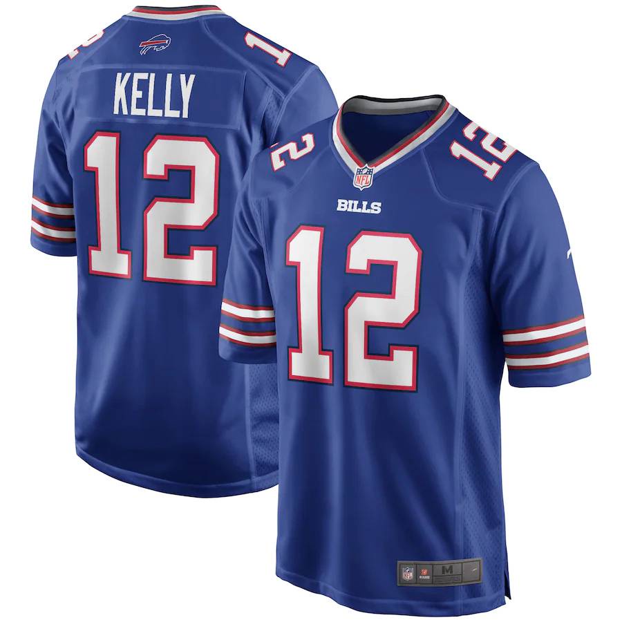 SY3 Áo Bóng Đá Buffalo Bills NFL Legendary Jersey Kelly Màu Số 12 - Phù Hợp Nhiều Kích Cỡ