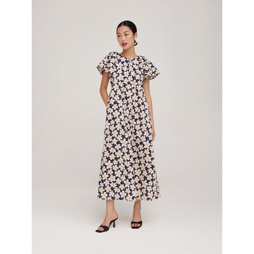 Đầm cotton khoá kéo Mauve Butterfly dress