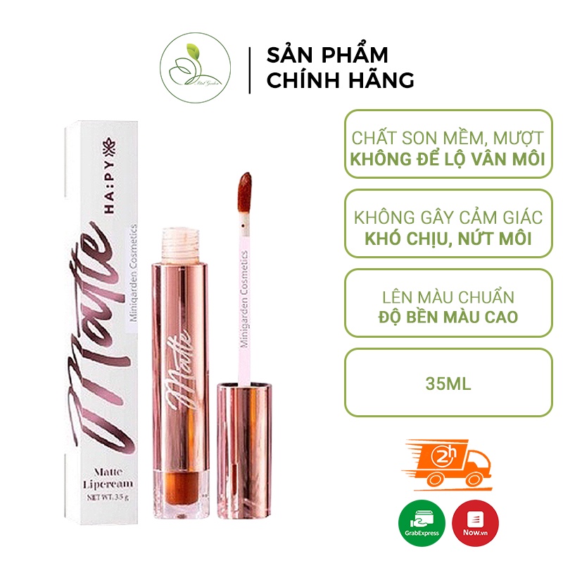 Son Môi Ha:py Mini Garden Matte Lipstick Kem Mịn Lì 3.5ml PV1000 - Phiên Bản Son Rose Mới