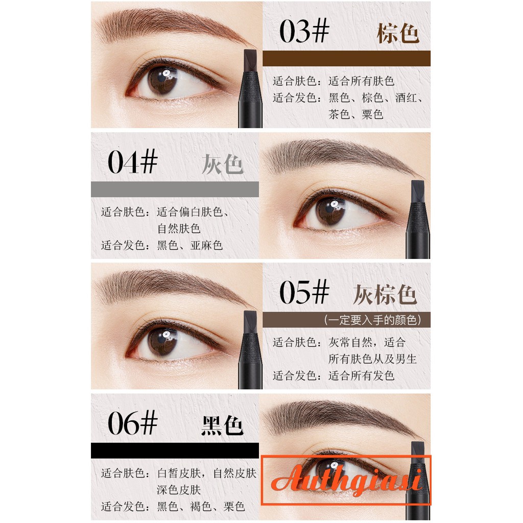 Chì xé kẻ mày cứng xịn chống nước gảy phẩy sợi Haozhuang Make Up Milano Eyebrow Pencil