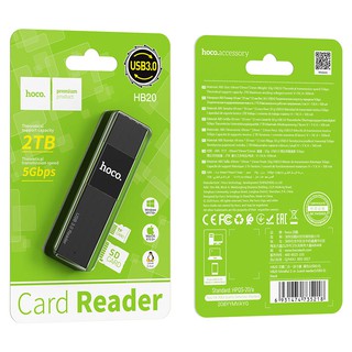 Đầu đọc thẻ nhớ 3.0 Hoco HB20 Mindful - hỗ trợ khe microSD/SD (Đen) - Phụ Kiện Nhất Tín