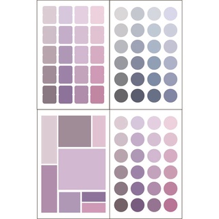 Set 76 sticker hình tròn vuông màu pastel Colour pallet trang trí sổ