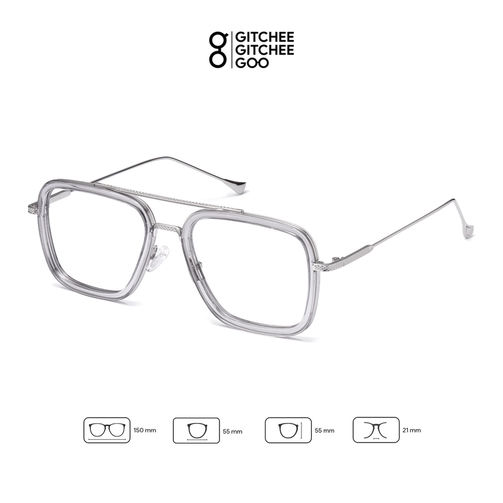 Gọng kính cận nam nữ Gitchee-Goo Iron Man Edith Tony Stark cao cấp mắt vuông gọng kim loại chống ánh sáng xanh | BigBuy360 - bigbuy360.vn