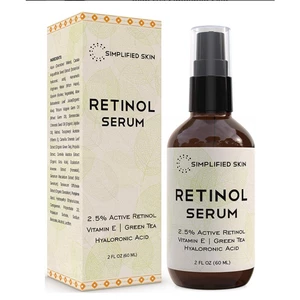 Retinol Serum 2,5% cho Mặt & Mắt (2 oz) với Vitamin A, E, Axit Hyaluronic & Trà xanh để chống lão hóa, nếp nhăn và nếp n