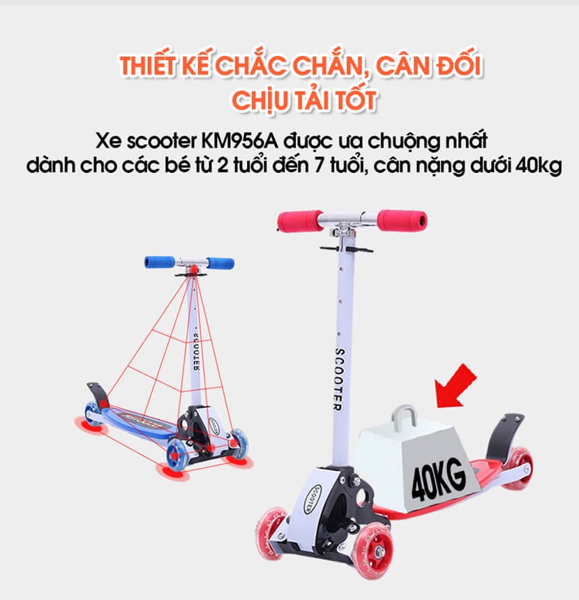 Mô tả Xe trượt scooter 3 bánh cho bé chính hãng BBT Global trẻ em từ 2-7 tuổi KM956A - 4