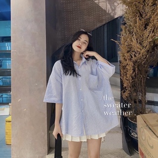 Áo sơ mi Hàn Quốc dáng rộng kẻ sọc nhiều màu Ulzzang (hàng QC) - Ảnh thật