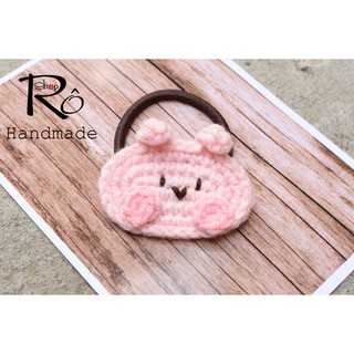 Dây buộc tóc thỏ hồng dễ thương cho nữ và bé gái 5.5cm |Cột tóc len Handmade cute |Shop Rô Handmade