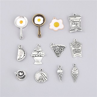 10 Chiếc Cổ Bạc / Đồng Khoai Tây Chiên Quyến Rũ Đồ Ăn Nhẹ Hàng Ngày Mặt Dây Chuyền Thực Phẩm Quà Tặng Vòng Cổ Bông Tai Diy Trang Sức Dropshipping
