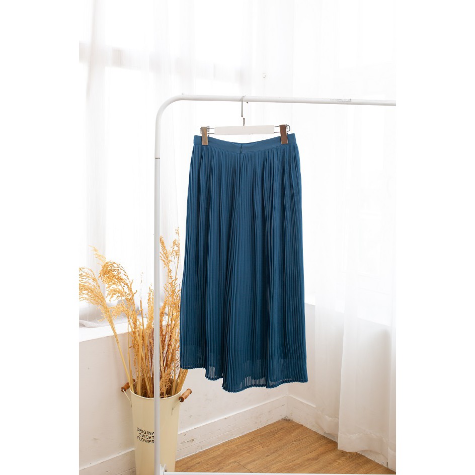 Quần Xếp Li 80cm The Kat House, ống rộng dáng dài màu xanh/ đen, đủ size, thanh lịch, thời trang