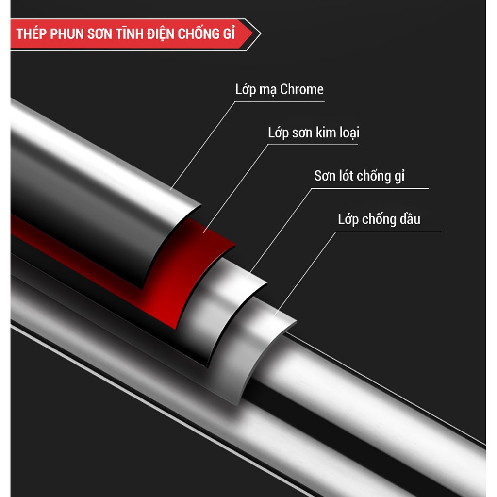 Ảnh Thanh Tập Xà Đơn Treo Tường Gắn Cửa Tùy ChỉnhTừ 62-150cm Có Chốt Chống Xoay, Xà Đơn Tập Gym Tăng Cơ Bắp Hãng Amalife 2