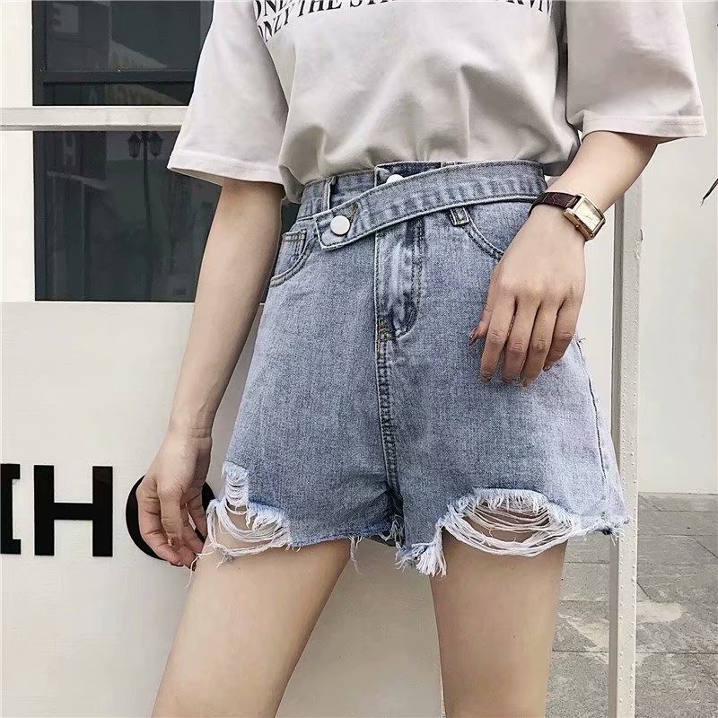 Ảnh Quần short denim Daduhey ống rộng lưng cao thời trang mùa hè 2020 dành cho nữ 4