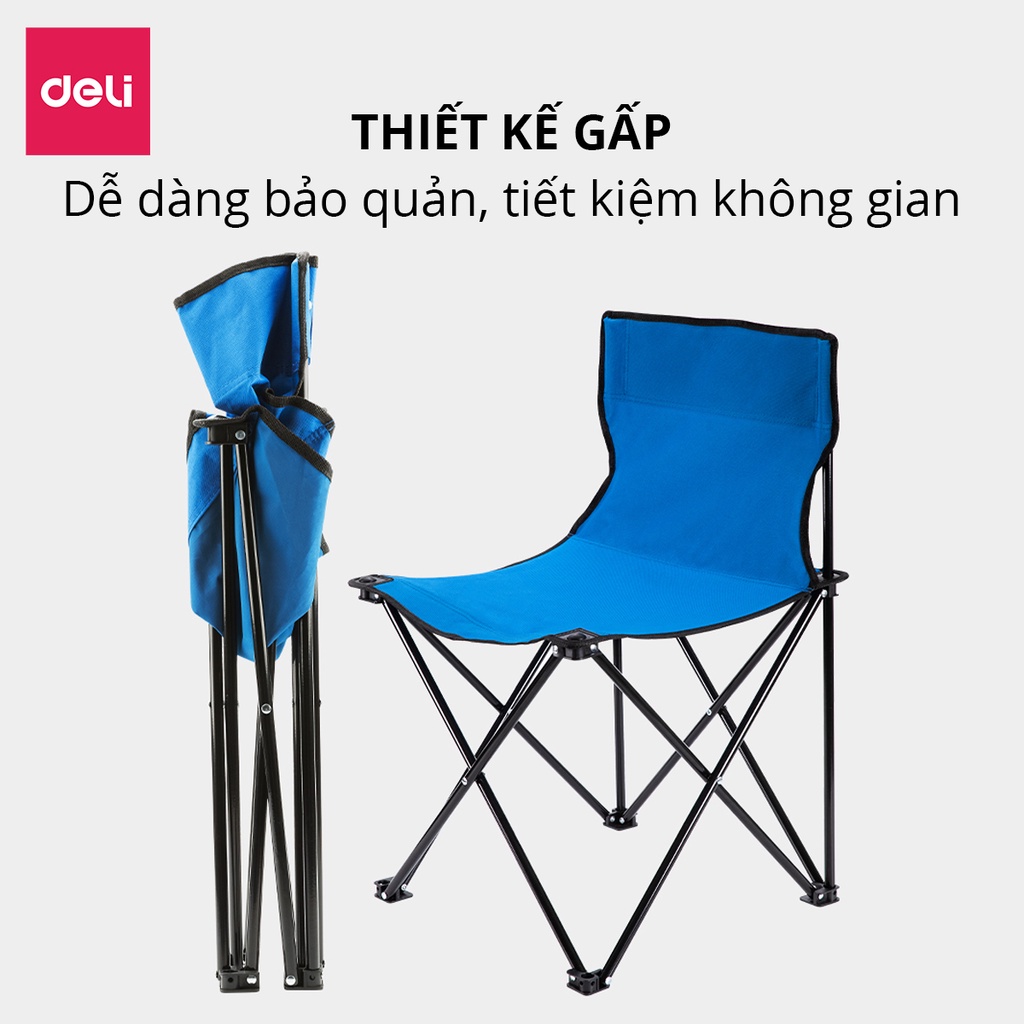 Ghế cắm trại gấp gọn Deli - Ghế ban công Vải dù kèm túi, câu cá, dã ngoại, du lịch đa năng chính hãng Deli 3 màu 2 size