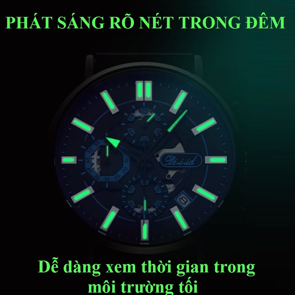 Mô tả Đồng hồ nam cao cấp DIZIZID chính hãng chống nước chạy Full kim và lịch ngày Dạ quang trong đêm DZ-A063 - 6