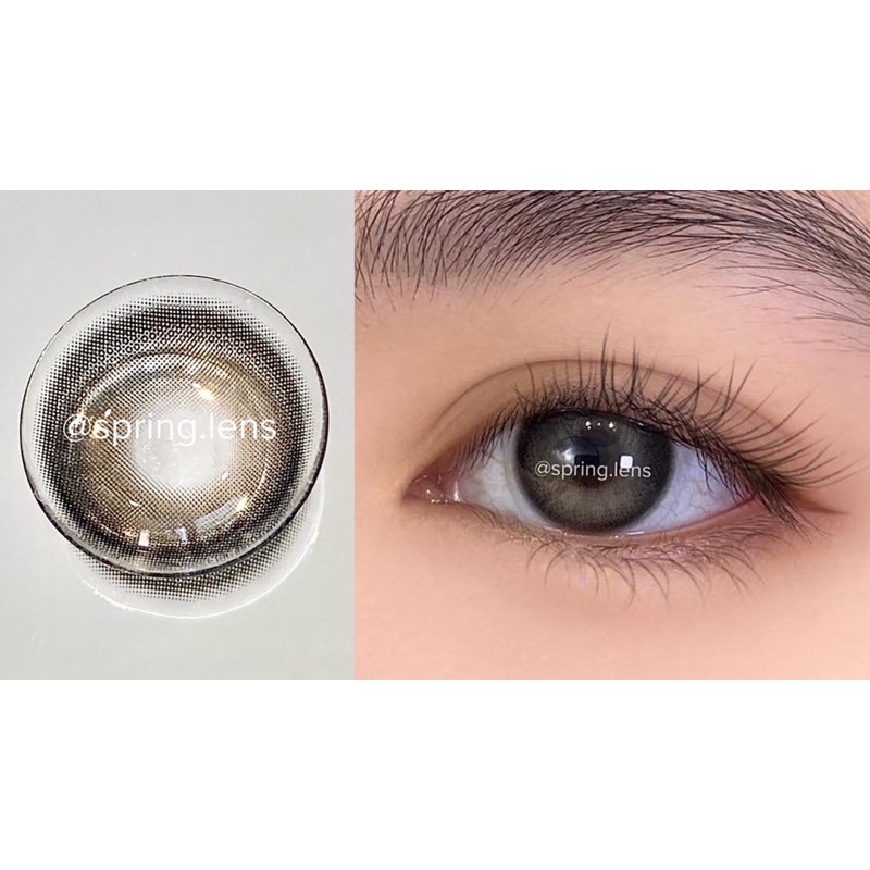 Kính áp tròng phủ bóng MER GRAY hot DOUYIN (Mercury) xám hiệu ứng có giãn 1 tháng | Spring Lens