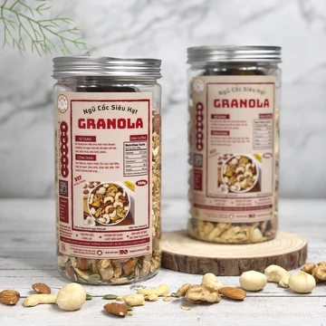Granola Cao Cấp Siêu Hạt Meganuts nhiều hạt ít yến mạch - Granola mix full hạt ăn kiêng nướng mật ong 500gr