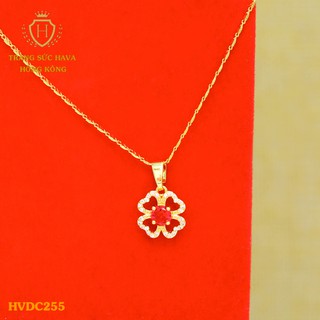 Dây Chuyền, Vòng Cổ Nữ Mặt Đính Đá, Titan Xi Mạ Vàng Non 24k Cao Cấp - Trang Sức Hava Hong Kong