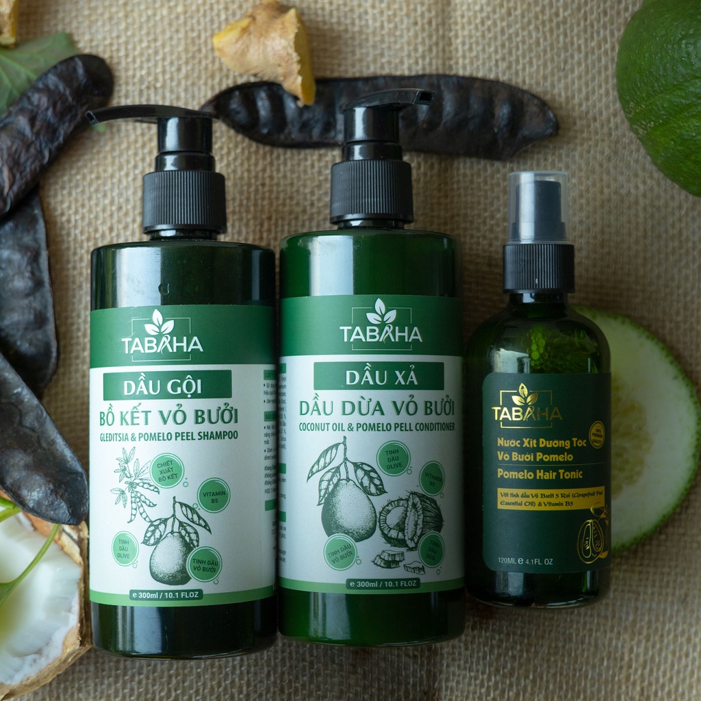 Ảnh Combo Dầu Gội Dầu Xả Và Xịt Dưỡng Tóc Bồ Kết Vỏ Bưởi Tabaha Cho Tóc Rụng, Tóc Khô, Mọc Tóc Nhanh 1