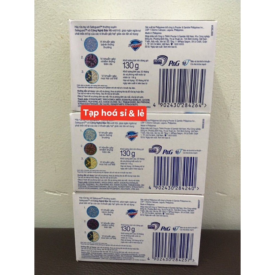 Xà bông cục Safeguard 6 màu, trắng, xanh, hồng 125g/ 115g | BigBuy360 - bigbuy360.vn