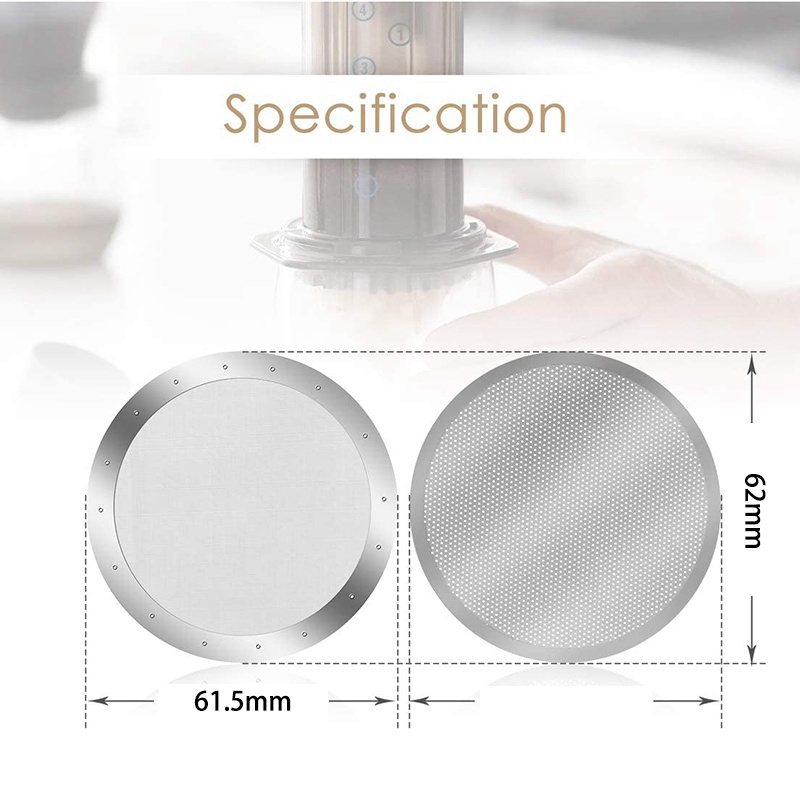 3 Gói Lưới Lọc Cà Phê Có Thể Tái Sử Dụng Bằng Kim Loại Cho Máy Pha Cà Phê AeroPress Máy Pha Cà Phê Espresso, Bạc
