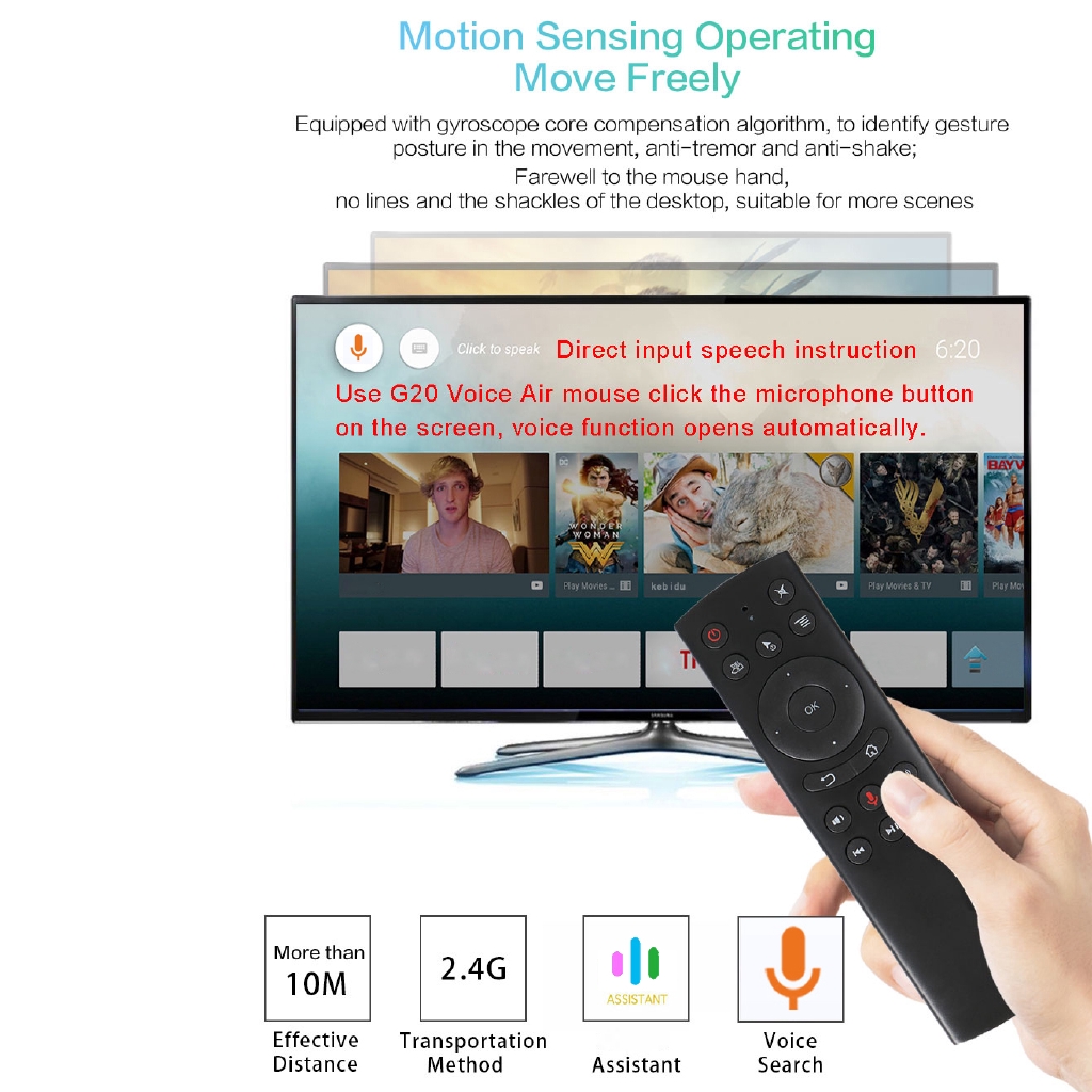 Chuột bay điều khiển từ xa bằng giọng nói G20S không dây 2.4G có con quay hồi chuyển