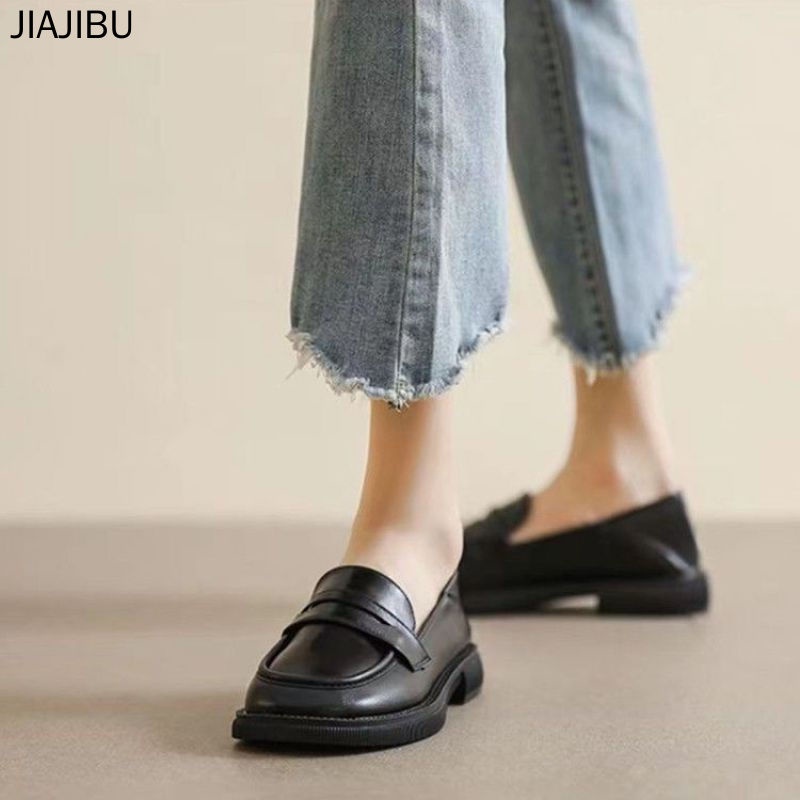 Mary Janes thời trang 35-43 All-match Korean Style Student JK Thick-soled Small Leather Shoes Fashion Japanese Lolita Uniform Shoes British Style Round Head Mary Jane Shoes 42 Large Size Women's Shoes College Style Student Leather Shoes