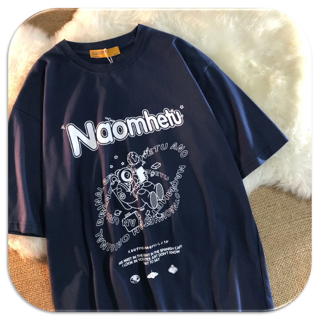 Áo thun nam HappyFamily màu xanh navy tay ngắn in hình vải cotton 100 cao cấp