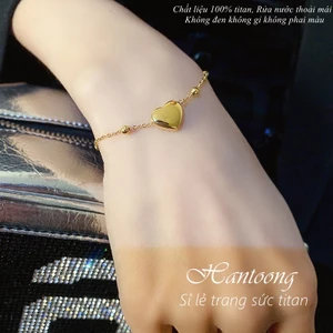 Lắc tay titan nữ không gỉ mặt trái tim xinh xắn mạ vàng 18k thiết kế trẻ trung phong cách hàn quốc