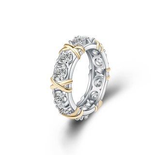 ❤ Nguyên Bản Cổ Điển Bốn Màu Tùy Chọn Thời Trang Nguyên Bản X Màu Tách Nhẫn Moissanite Mạ Vàng Hoa Hồng Nhẫn Nữ Sang Trọng Cưới Người Yêu Trang Sức
