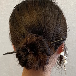 Kẹp tóc ngọc trai bằng gỗ màu đen cổ điển cô gái đơn giản khí chất kẹp tóc bằng gỗ