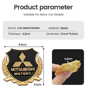 FENDER Bộ 2 Miếng Dán Trang Trí Cửa Sổ Xe Hơi Mitsubishi 3D Bằng Kim Loại