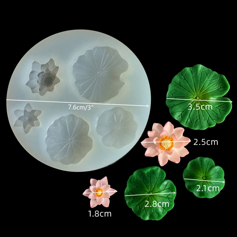 Un * Hoa Sen Lá Cánh Hoa Khuôn Silicon Chai Cá Epoxy Đúc Khuôn Pha Lê Epoxy