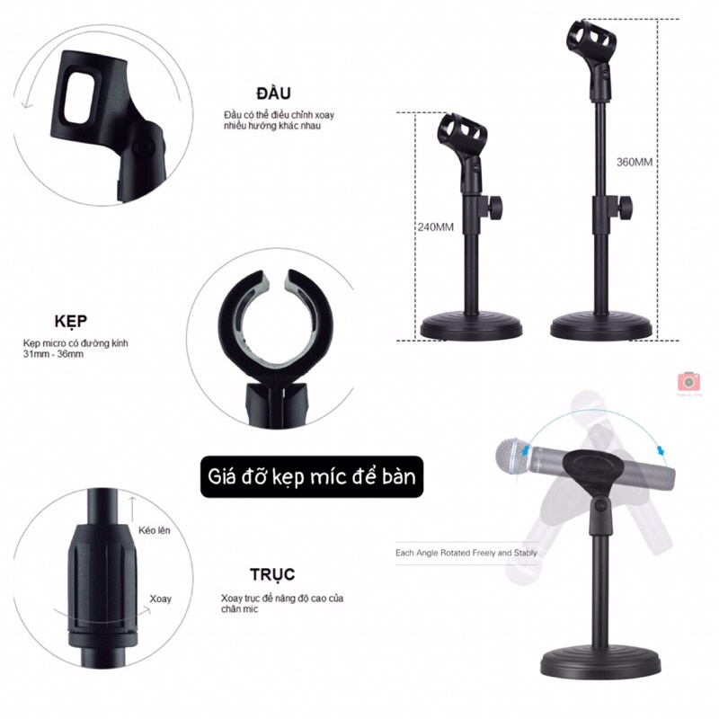 Kệ kẹp Giá đỡ điện thoại MIC MICRO đa năng, xoay 360 độ ,chân tròn để ...