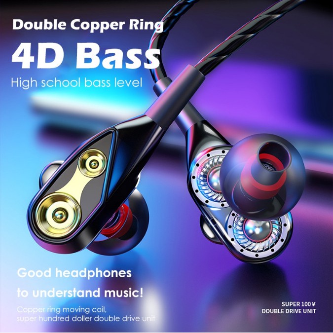 Tai nghe có dây QKZ 3.5mm 4d Bass Dây tóc cao Dual Est Reo Độ trung thực cao có micrô