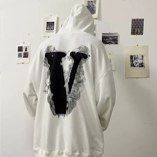 Áo Hoodie Cỡ Lớn In Chữ V Có 2 Màu Sắc Chọn Lựa Phong Cách Hàn Quốc Cho Nam Size M-5XL