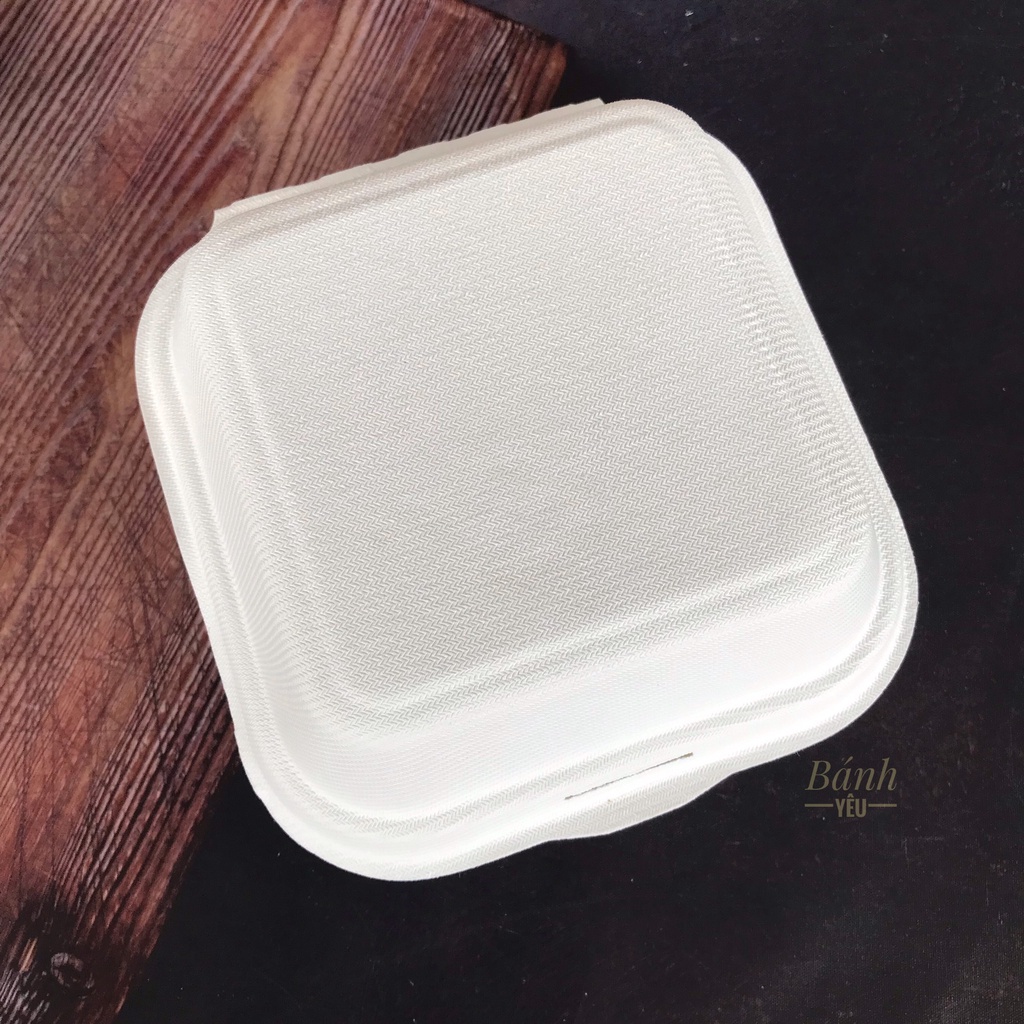 Bộ 10 Hộp Bã Mía Đựng Bánh Kem Mini/ Hộp bã mía vuông Trắng/Nâu