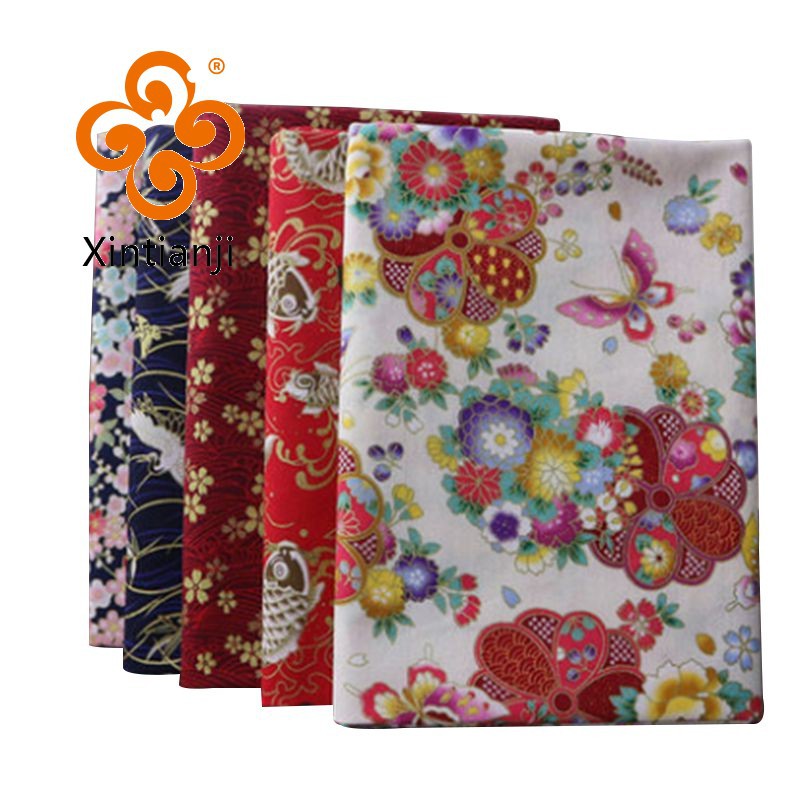 Vải cotton đồng họa tiết hoa Nhật Bản vải cho DIY chắp vá và váy nữ sườn xám TJ8962