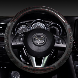 Sợi Carbon + Da Bọc Vô Lăng Ô Tô Chất Lượng Cao Cho Xe Mazda 3 bk bl bj bn 323 Axela 3 Thể Thao Phụ Kiện Ô Tô