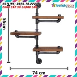 Kệ treo tường gỗ 3 tầng kệ ống nước chất liệu ống sắt bền đẹp lắp ráp gắn tường trang trí nhà à quán cafe đẹp — ảnh 5