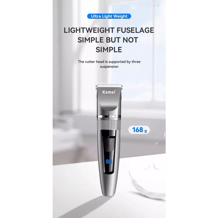 Ảnh Tông đơ cắt tóc Kemei không lõi tích hợp đèn led chuyên nghiệp 2