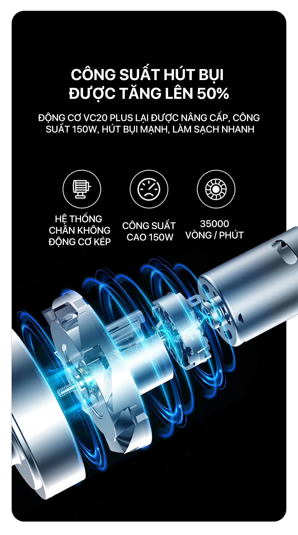 Máy hút bụi Deerma VC20 Plus lực hút mạnh