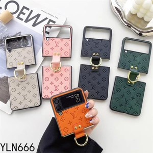 Da PU Vintage Bảo Vệ Mặt Sau Gấp Ốp lưng Cho Samsung Galaxy Z Flip 1 2 3 4 5 6 7 Phong Cách Xu Hướng Vỏ Cứng Mờ Sang Trọng Có Giá Đỡ Nhẫn Cho Z Flip7