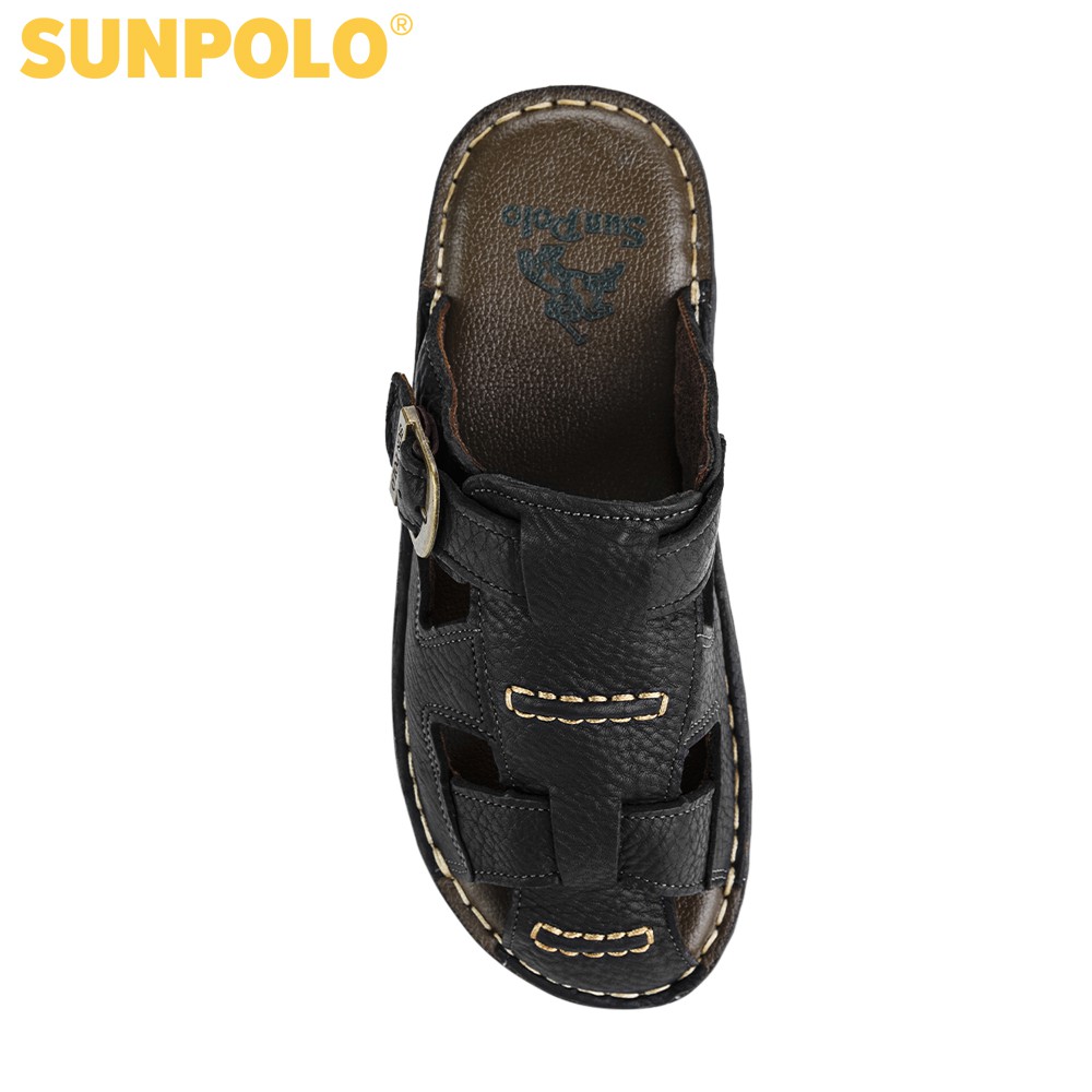 Ảnh Dép Quai Ngang Nam Da Bò SUNPOLO ABI019 Có Big size 44 45 3