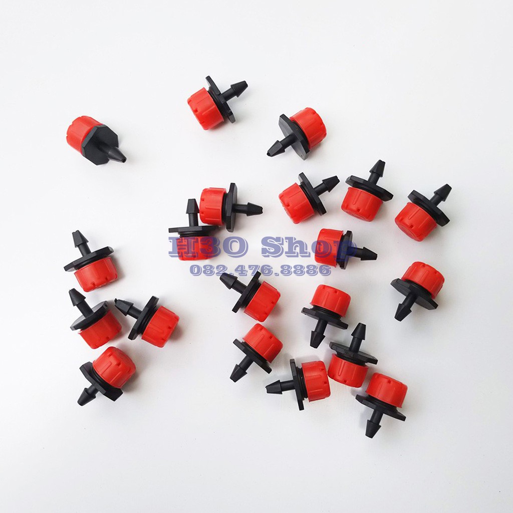 Bộ 20 Béc Tưới Nhỏ Giọt Điều Chỉnh Được Sử Dụng Ống LDPE 6mm-Bộ Tiết Kiệm Nối Xám