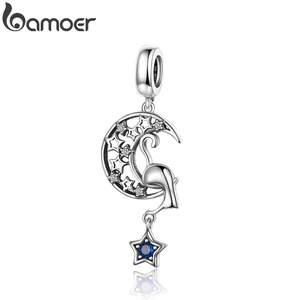 Charm hạt Bamoer AIC043 hình trăng lưỡi liềm lỗ hở 4.5mm DIY vòng tay vòng cổ