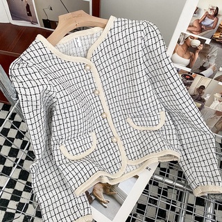 Áo Khoác blazer Tay Dài Dáng Rộng Họa Tiết Kẻ Ô Vuông Phong Cách Hàn Quốc Cổ Điển Thời Trang Cho Nữ Hàng