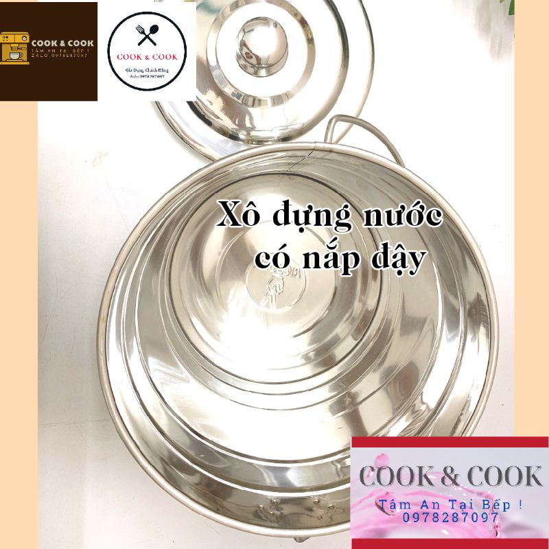 [Chính Hãng] Xô inox đựng nước 10, 15, 20 lít VIETCOOK có nắp đậy inox ...