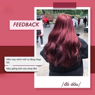 Thuốc Nhuộm Tóc Màu Đỏ Cherry, Đỏ Dâu, Tặng Kèm Oxy Trợ Dưỡng Và Găng Tay - Khanh.Color