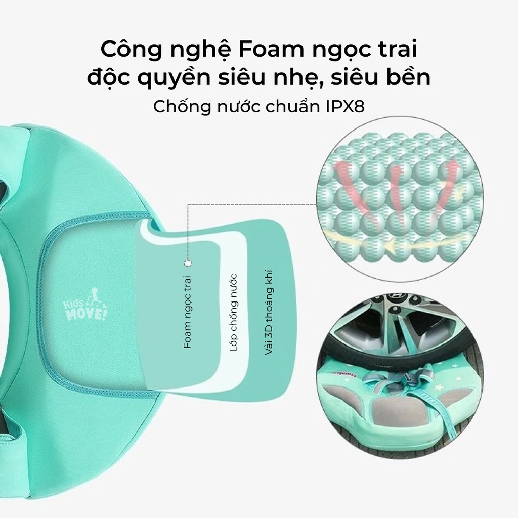 Ảnh Phao bơi luồn tay Mambobaby cho bé 1 2 3 4 tuổi không bơm hơi, chống lật, có mái che hàng chính hãng 3