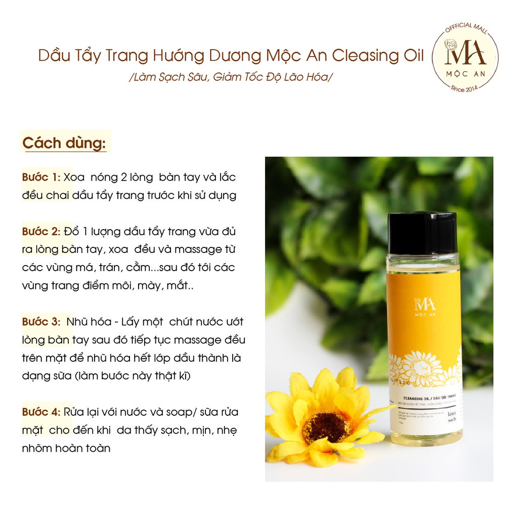 Mô tả Dầu Tẩy Trang Hướng Dương Mộc An Cleasing Oil Làm Sạch Sâu, Giảm Tốc Độ Lão Hóa 100ml - 6